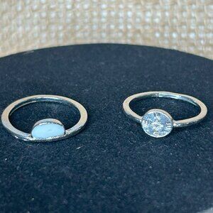 Set of 2 Rings-Size 9-Compass and Semi-Circle with White Resin